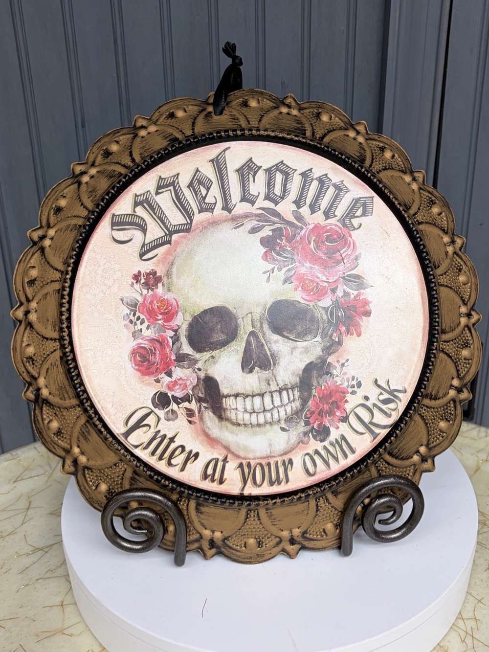 Ashland Dark Romance Skull Roses Halloween Wall Decor 14” Gothic Wall Decor - Picture 4 of 8